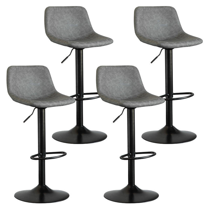 Contemporary Leather Swivel Barstool Indoor Bar Stool with Metal Base and Low Back Grey 4 Piece Set Clearhalo 'Bar Furniture' 'Bar Stools' 'bar_stools' 'furn' 'furn_bar_stools' 'Furniture' 'furniture_bar_stools' 'Kitchen & Dining Furniture' 4730216