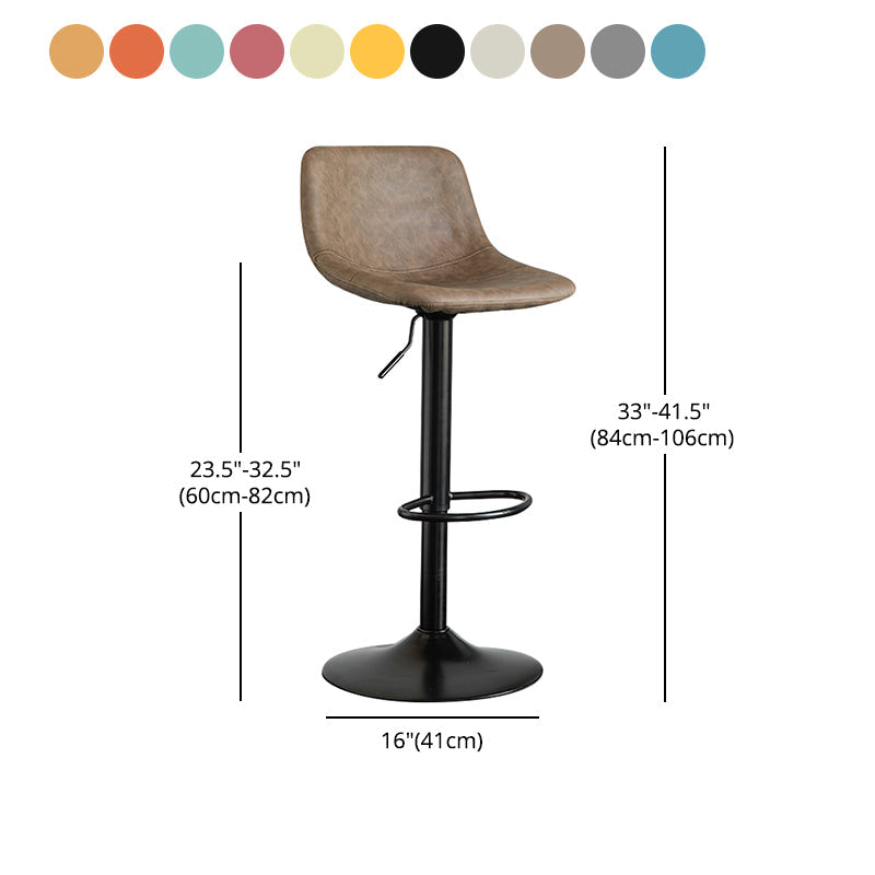 Contemporary Leather Swivel Barstool Indoor Bar Stool with Metal Base and Low Back Clearhalo 'Bar Furniture' 'Bar Stools' 'bar_stools' 'furn' 'furn_bar_stools' 'Furniture' 'furniture_bar_stools' 'Kitchen & Dining Furniture' 4730218