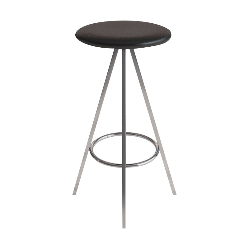 Industrial Style Barstools Leather Seats Metal 3 Legs Counter Stools for Dining Room Black Silver 1 Piece Clearhalo 'Bar Furniture' 'Bar Stools' 'bar_stools' 'furn' 'furn_bar_stools' 'Furniture' 'furniture_bar_stools' 'Kitchen & Dining Furniture' 4730221