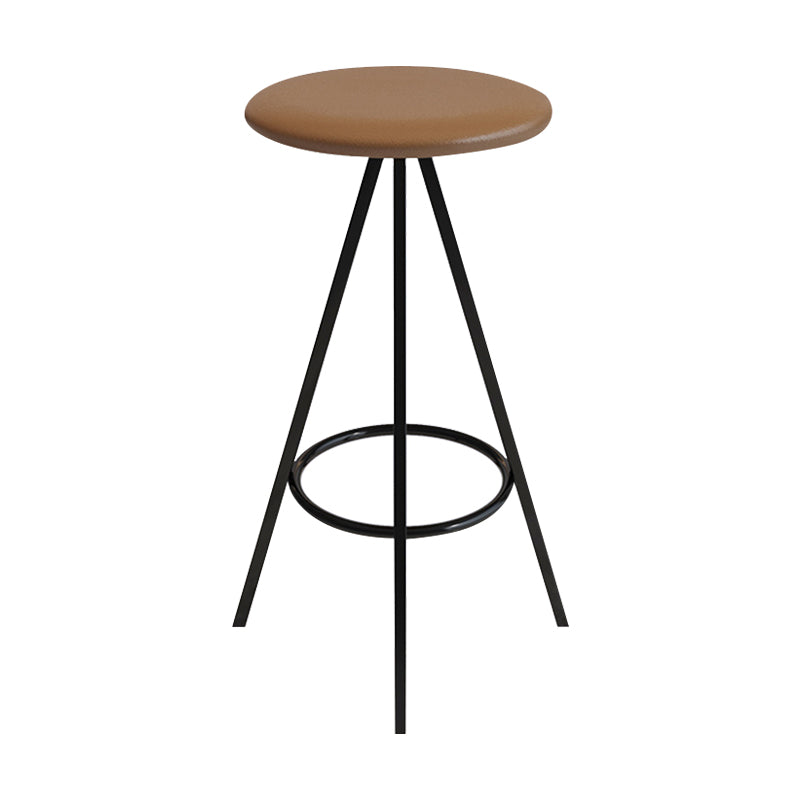 Industrial Style Barstools Leather Seats Metal 3 Legs Counter Stools for Dining Room Brown Black 1 Piece Clearhalo 'Bar Furniture' 'Bar Stools' 'bar_stools' 'furn' 'furn_bar_stools' 'Furniture' 'furniture_bar_stools' 'Kitchen & Dining Furniture' 4730223