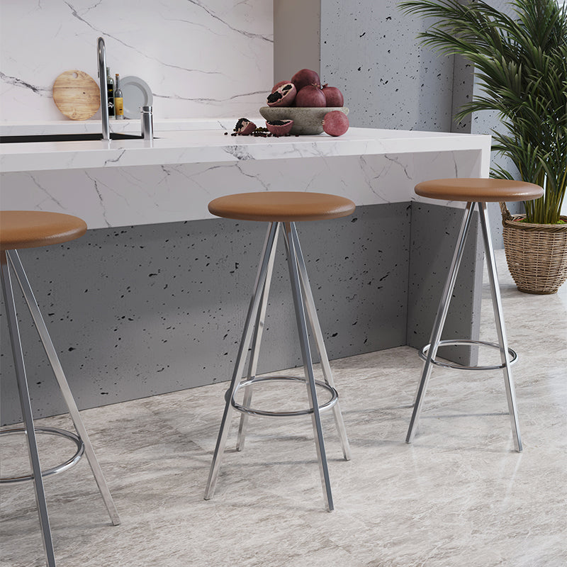 Industrial Style Barstools Leather Seats Metal 3 Legs Counter Stools for Dining Room Clearhalo 'Bar Furniture' 'Bar Stools' 'bar_stools' 'furn' 'furn_bar_stools' 'Furniture' 'furniture_bar_stools' 'Kitchen & Dining Furniture' 4730224