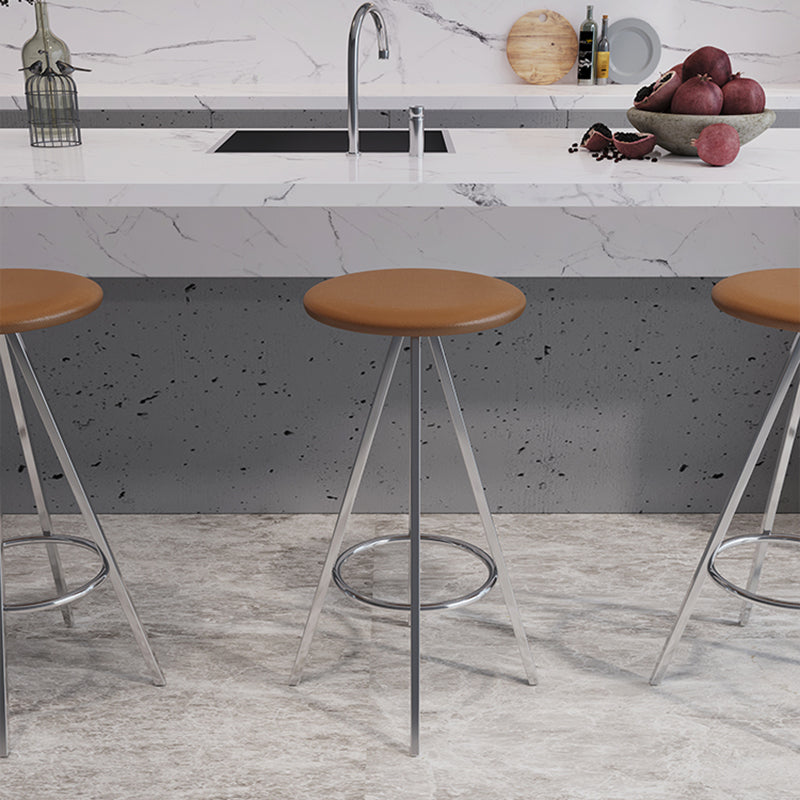 Industrial Style Barstools Leather Seats Metal 3 Legs Counter Stools for Dining Room Clearhalo 'Bar Furniture' 'Bar Stools' 'bar_stools' 'furn' 'furn_bar_stools' 'Furniture' 'furniture_bar_stools' 'Kitchen & Dining Furniture' 4730226