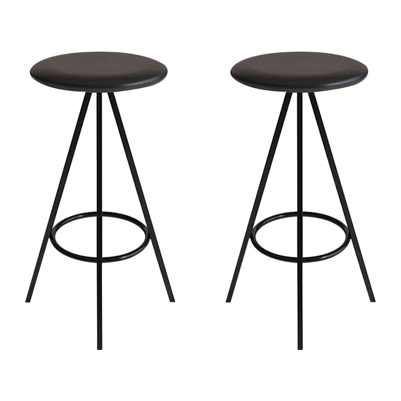 Industrial Style Barstools Leather Seats Metal 3 Legs Counter Stools for Dining Room Black Black 2 Piece Set Clearhalo 'Bar Furniture' 'Bar Stools' 'bar_stools' 'furn' 'furn_bar_stools' 'Furniture' 'furniture_bar_stools' 'Kitchen & Dining Furniture' 4730227
