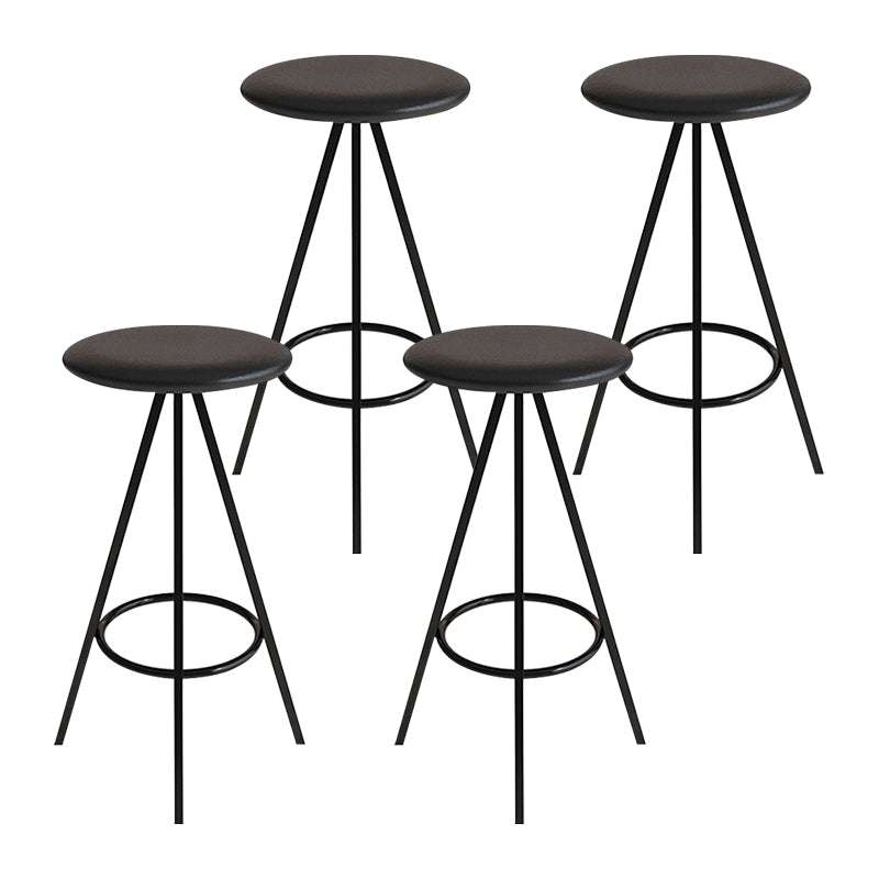Industrial Style Barstools Leather Seats Metal 3 Legs Counter Stools for Dining Room Black Black 4 Piece Set Clearhalo 'Bar Furniture' 'Bar Stools' 'bar_stools' 'furn' 'furn_bar_stools' 'Furniture' 'furniture_bar_stools' 'Kitchen & Dining Furniture' 4730236