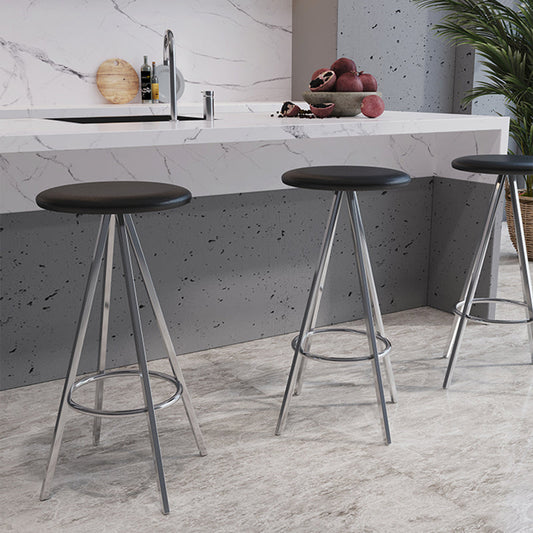 Industrial Style Barstools Leather Seats Metal 3 Legs Counter Stools for Dining Room Clearhalo 'Bar Furniture' 'Bar Stools' 'bar_stools' 'furn' 'furn_bar_stools' 'Furniture' 'furniture_bar_stools' 'Kitchen & Dining Furniture' 4730237