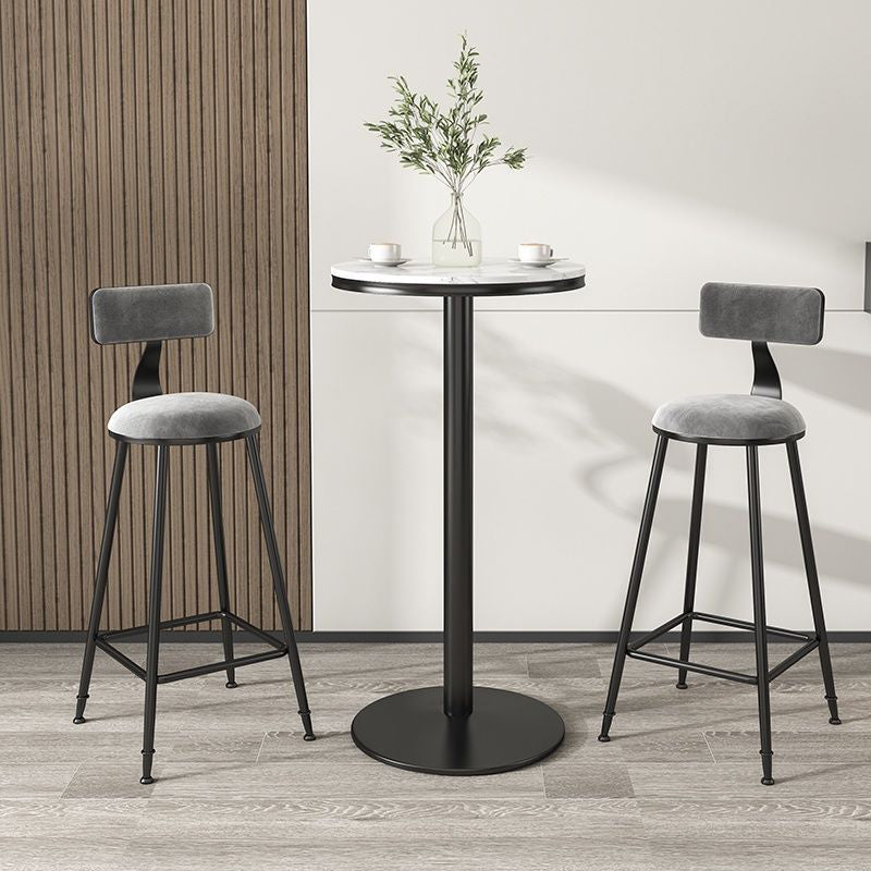 Nordic Style Velvet Barstool Indoor Black Iron 4 Legs Bar Stool for Coffee Shop Clearhalo 'Bar Furniture' 'Bar Stools' 'bar_stools' 'furn' 'furn_bar_stools' 'Furniture' 'furniture_bar_stools' 'Kitchen & Dining Furniture' 4730242