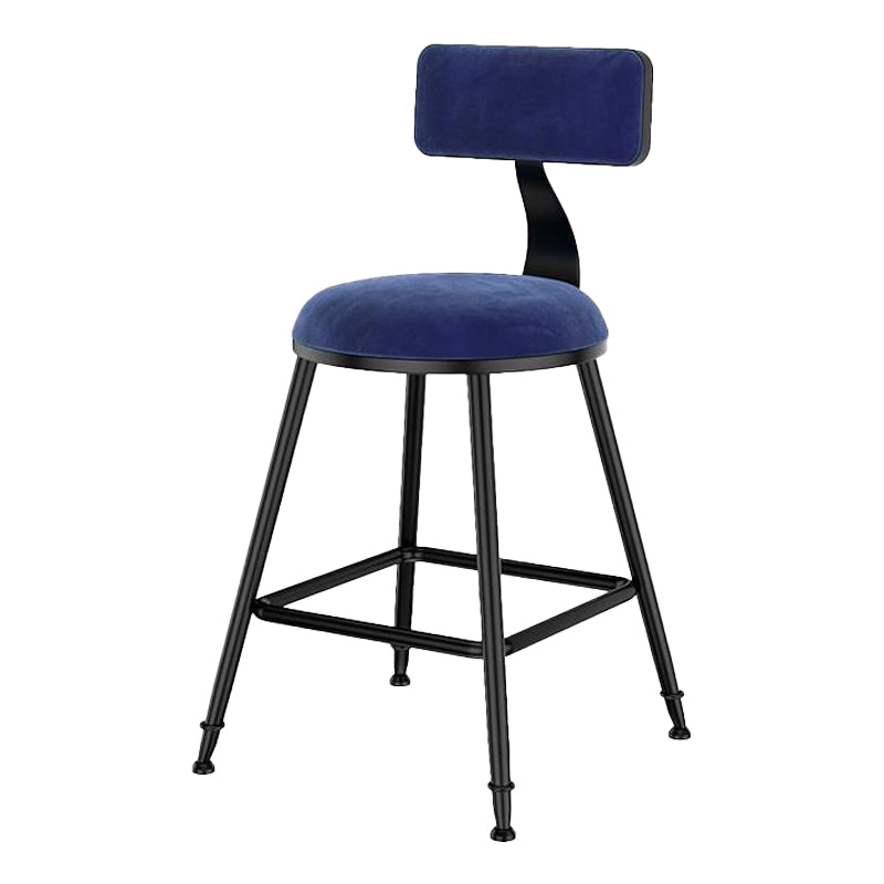 Nordic Style Velvet Barstool Indoor Black Iron 4 Legs Bar Stool for Coffee Shop Blue 1 Piece Short Stool(18"H) Clearhalo 'Bar Furniture' 'Bar Stools' 'bar_stools' 'furn' 'furn_bar_stools' 'Furniture' 'furniture_bar_stools' 'Kitchen & Dining Furniture' 4730243