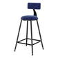 Nordic Style Velvet Barstool Indoor Black Iron 4 Legs Bar Stool for Coffee Shop Blue 1 Piece Clearhalo 'Bar Furniture' 'Bar Stools' 'bar_stools' 'furn' 'furn_bar_stools' 'Furniture' 'furniture_bar_stools' 'Kitchen & Dining Furniture' 4730244