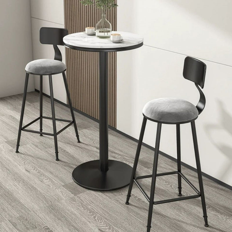 Nordic Style Velvet Barstool Indoor Black Iron 4 Legs Bar Stool for Coffee Shop Clearhalo 'Bar Furniture' 'Bar Stools' 'bar_stools' 'furn' 'furn_bar_stools' 'Furniture' 'furniture_bar_stools' 'Kitchen & Dining Furniture' 4730245