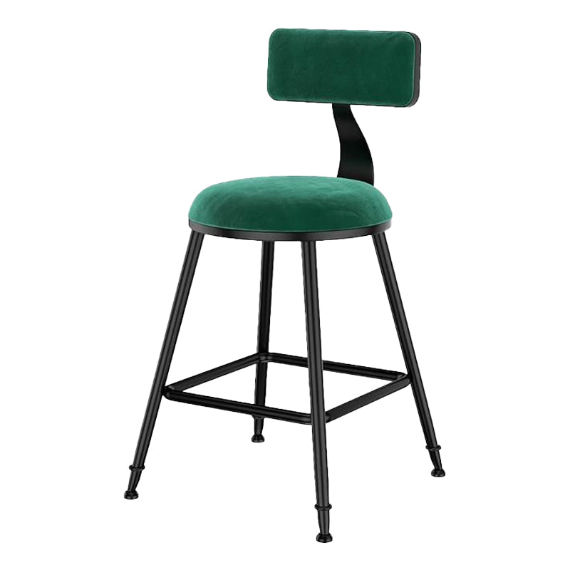 Nordic Style Velvet Barstool Indoor Black Iron 4 Legs Bar Stool for Coffee Shop Green 1 Piece Short Stool(18"H) Clearhalo 'Bar Furniture' 'Bar Stools' 'bar_stools' 'furn' 'furn_bar_stools' 'Furniture' 'furniture_bar_stools' 'Kitchen & Dining Furniture' 4730246