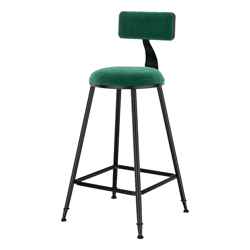 Nordic Style Velvet Barstool Indoor Black Iron 4 Legs Bar Stool for Coffee Shop Green 1 Piece Counter Stool(26"H) Clearhalo 'Bar Furniture' 'Bar Stools' 'bar_stools' 'furn' 'furn_bar_stools' 'Furniture' 'furniture_bar_stools' 'Kitchen & Dining Furniture' 4730248