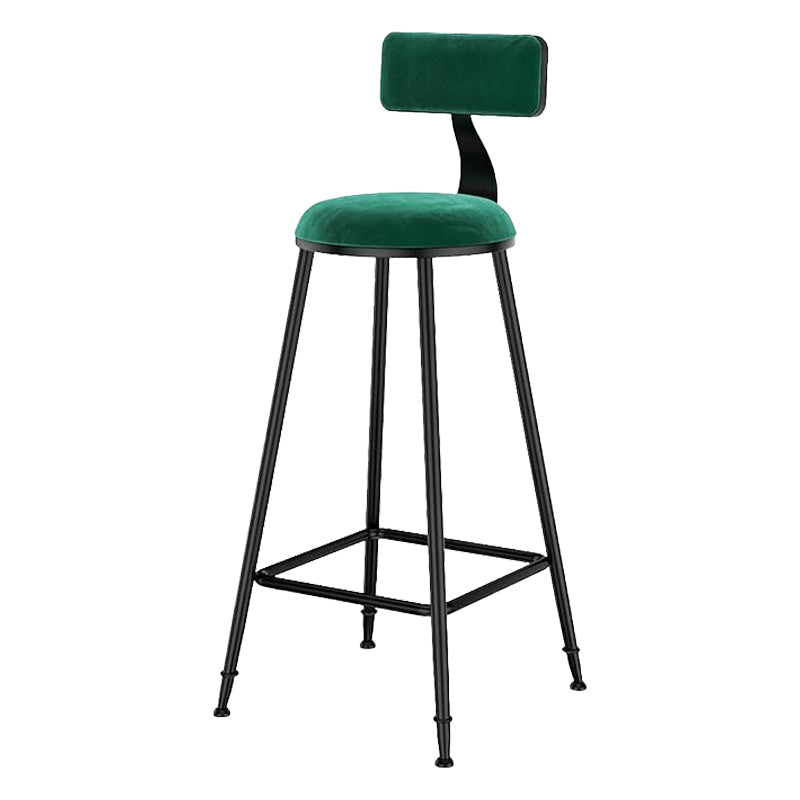 Nordic Style Velvet Barstool Indoor Black Iron 4 Legs Bar Stool for Coffee Shop Green 1 Piece Bar Stool(30"H) Clearhalo 'Bar Furniture' 'Bar Stools' 'bar_stools' 'furn' 'furn_bar_stools' 'Furniture' 'furniture_bar_stools' 'Kitchen & Dining Furniture' 4730250