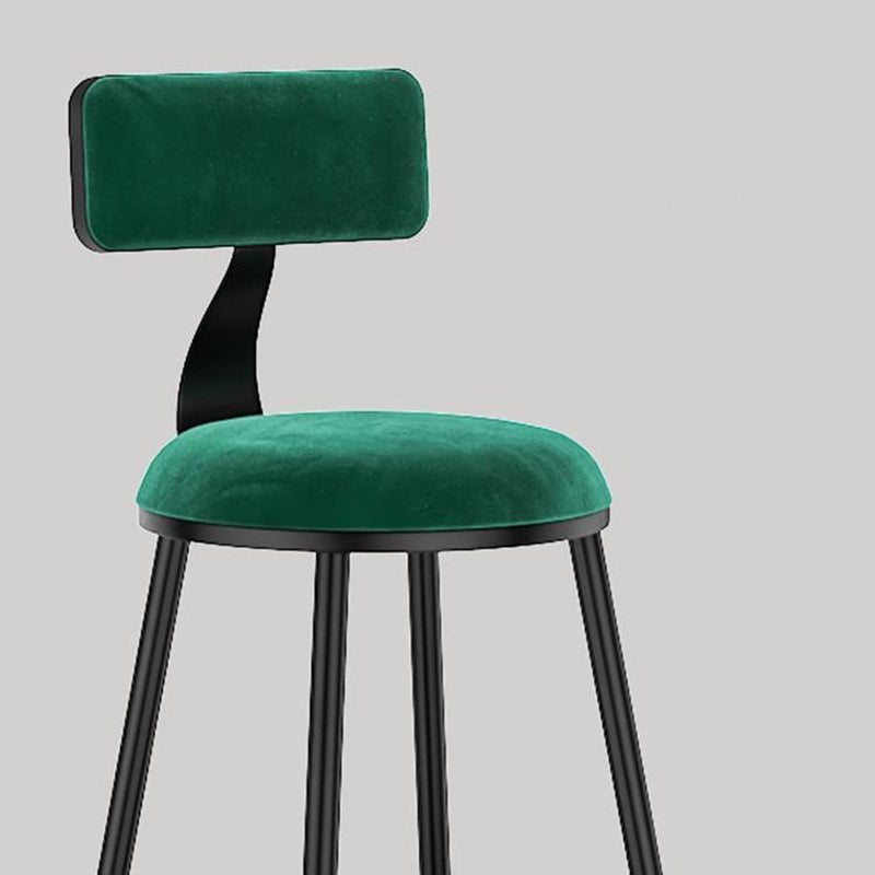 Nordic Style Velvet Barstool Indoor Black Iron 4 Legs Bar Stool for Coffee Shop Clearhalo 'Bar Furniture' 'Bar Stools' 'bar_stools' 'furn' 'furn_bar_stools' 'Furniture' 'furniture_bar_stools' 'Kitchen & Dining Furniture' 4730253