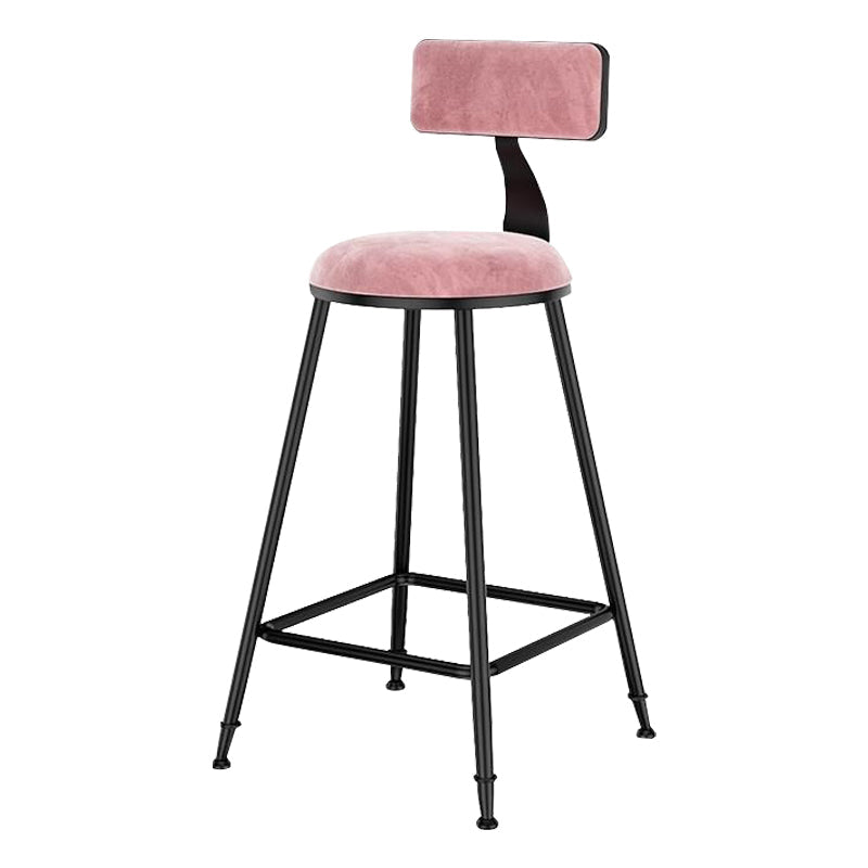 Nordic Style Velvet Barstool Indoor Black Iron 4 Legs Bar Stool for Coffee Shop Pink 1 Piece Counter Stool(26"H) Clearhalo 'Bar Furniture' 'Bar Stools' 'bar_stools' 'furn' 'furn_bar_stools' 'Furniture' 'furniture_bar_stools' 'Kitchen & Dining Furniture' 4730254