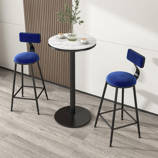 Nordic Style Velvet Barstool Indoor Black Iron 4 Legs Bar Stool for Coffee Shop Clearhalo 'Bar Furniture' 'Bar Stools' 'bar_stools' 'furn' 'furn_bar_stools' 'Furniture' 'furniture_bar_stools' 'Kitchen & Dining Furniture' 4730255