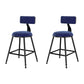 Nordic Style Velvet Barstool Indoor Black Iron 4 Legs Bar Stool for Coffee Shop Blue 2 Piece Set Short Stool(18"H) Clearhalo 'Bar Furniture' 'Bar Stools' 'bar_stools' 'furn' 'furn_bar_stools' 'Furniture' 'furniture_bar_stools' 'Kitchen & Dining Furniture' 4730258