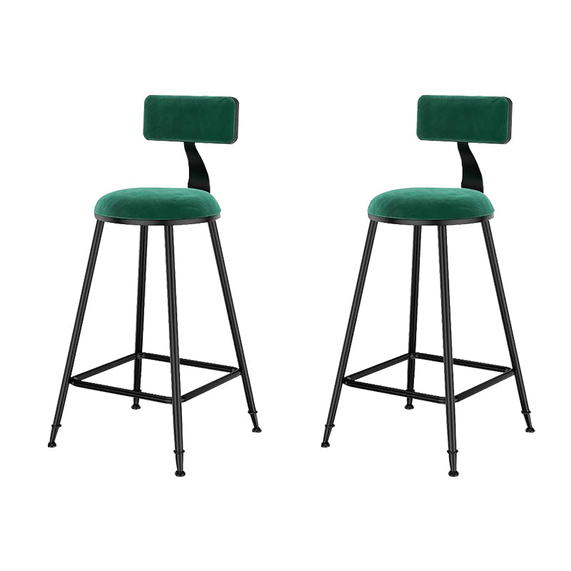 Nordic Style Velvet Barstool Indoor Black Iron 4 Legs Bar Stool for Coffee Shop Green 2 Piece Set Counter Stool(26"H) Clearhalo 'Bar Furniture' 'Bar Stools' 'bar_stools' 'furn' 'furn_bar_stools' 'Furniture' 'furniture_bar_stools' 'Kitchen & Dining Furniture' 4730259