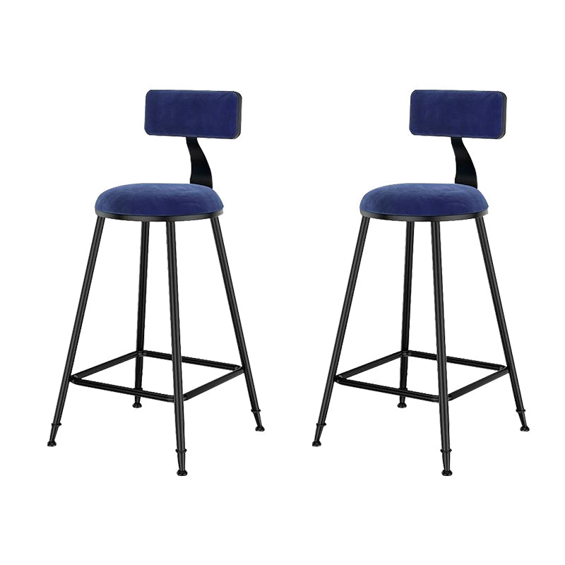 Nordic Style Velvet Barstool Indoor Black Iron 4 Legs Bar Stool for Coffee Shop Blue 2 Piece Set Clearhalo 'Bar Furniture' 'Bar Stools' 'bar_stools' 'furn' 'furn_bar_stools' 'Furniture' 'furniture_bar_stools' 'Kitchen & Dining Furniture' 4730261