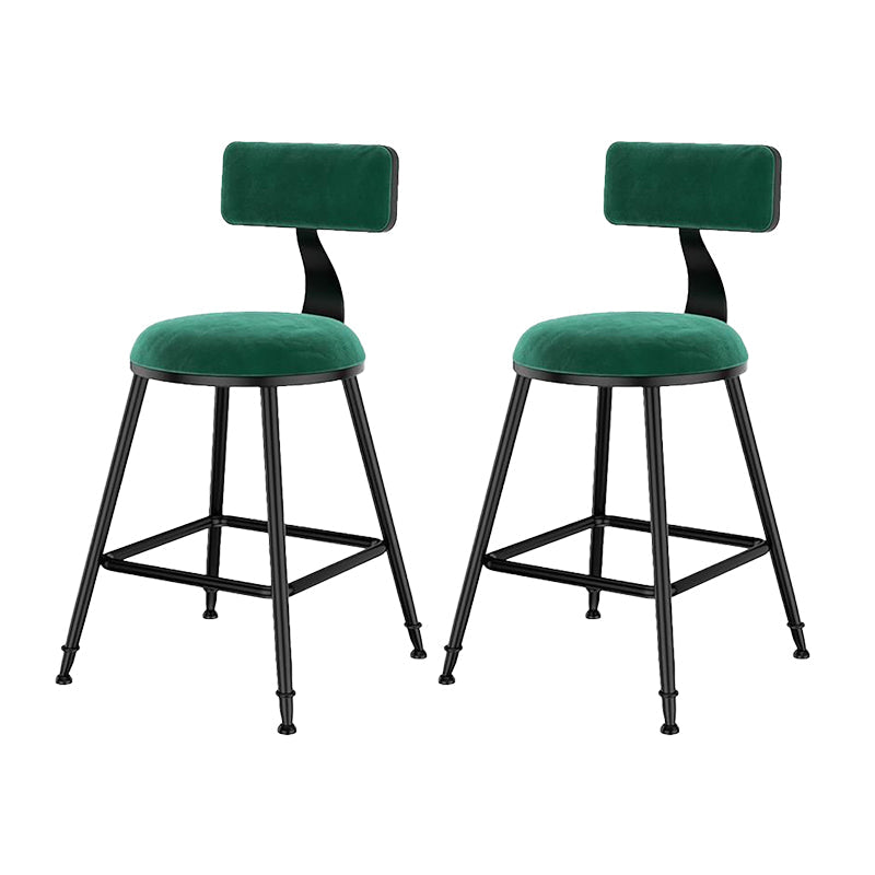 Nordic Style Velvet Barstool Indoor Black Iron 4 Legs Bar Stool for Coffee Shop Green 2 Piece Set Short Stool(18"H) Clearhalo 'Bar Furniture' 'Bar Stools' 'bar_stools' 'furn' 'furn_bar_stools' 'Furniture' 'furniture_bar_stools' 'Kitchen & Dining Furniture' 4730262