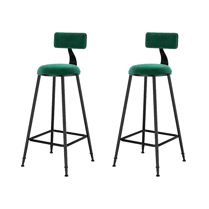 Nordic Style Velvet Barstool Indoor Black Iron 4 Legs Bar Stool for Coffee Shop Green 2 Piece Set Bar Stool(30"H) Clearhalo 'Bar Furniture' 'Bar Stools' 'bar_stools' 'furn' 'furn_bar_stools' 'Furniture' 'furniture_bar_stools' 'Kitchen & Dining Furniture' 4730263
