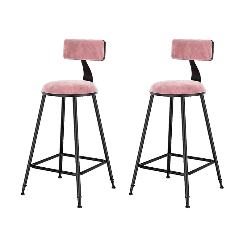 Nordic Style Velvet Barstool Indoor Black Iron 4 Legs Bar Stool for Coffee Shop Pink 2 Piece Set Counter Stool(26"H) Clearhalo 'Bar Furniture' 'Bar Stools' 'bar_stools' 'furn' 'furn_bar_stools' 'Furniture' 'furniture_bar_stools' 'Kitchen & Dining Furniture' 4730264