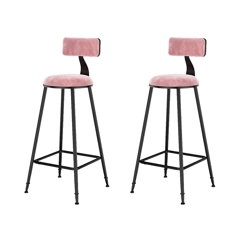 Nordic Style Velvet Barstool Indoor Black Iron 4 Legs Bar Stool for Coffee Shop Pink 2 Piece Set Bar Stool(30"H) Clearhalo 'Bar Furniture' 'Bar Stools' 'bar_stools' 'furn' 'furn_bar_stools' 'Furniture' 'furniture_bar_stools' 'Kitchen & Dining Furniture' 4730265