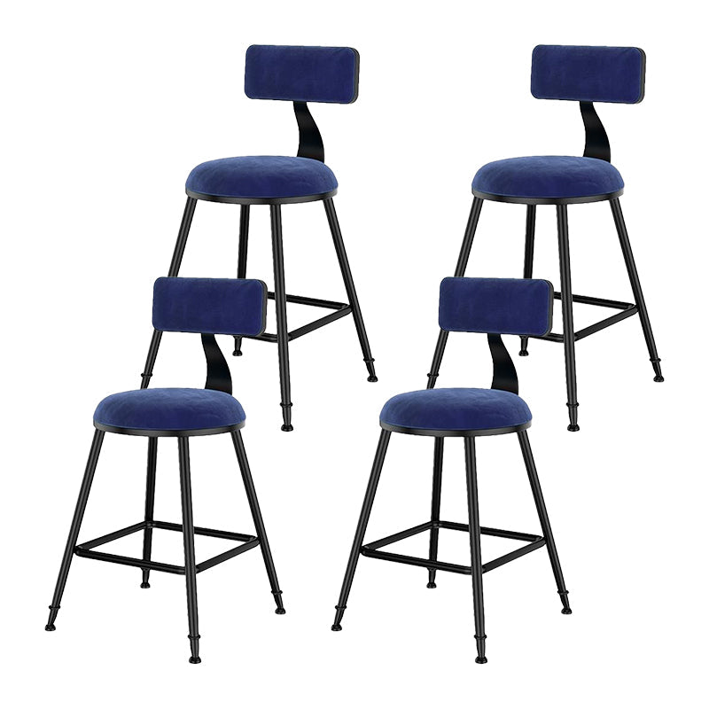 Nordic Style Velvet Barstool Indoor Black Iron 4 Legs Bar Stool for Coffee Shop Blue 4 Piece Set Short Stool(18"H) Clearhalo 'Bar Furniture' 'Bar Stools' 'bar_stools' 'furn' 'furn_bar_stools' 'Furniture' 'furniture_bar_stools' 'Kitchen & Dining Furniture' 4730266