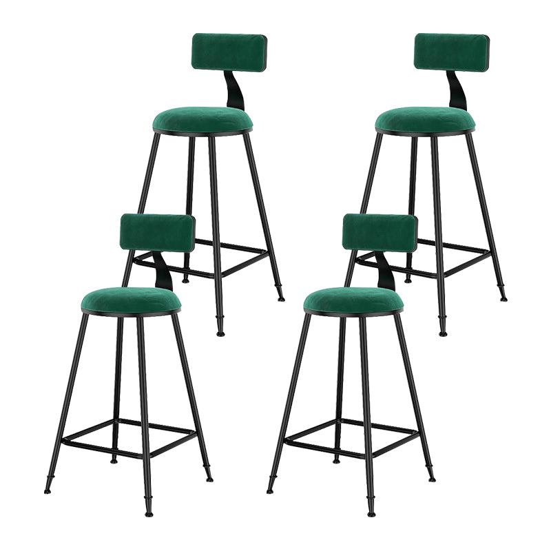 Nordic Style Velvet Barstool Indoor Black Iron 4 Legs Bar Stool for Coffee Shop Green 4 Piece Set Counter Stool(26"H) Clearhalo 'Bar Furniture' 'Bar Stools' 'bar_stools' 'furn' 'furn_bar_stools' 'Furniture' 'furniture_bar_stools' 'Kitchen & Dining Furniture' 4730267