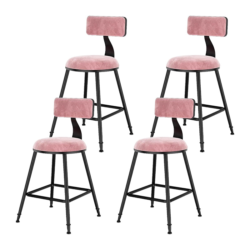 Nordic Style Velvet Barstool Indoor Black Iron 4 Legs Bar Stool for Coffee Shop Pink 4 Piece Set Short Stool(18"H) Clearhalo 'Bar Furniture' 'Bar Stools' 'bar_stools' 'furn' 'furn_bar_stools' 'Furniture' 'furniture_bar_stools' 'Kitchen & Dining Furniture' 4730268