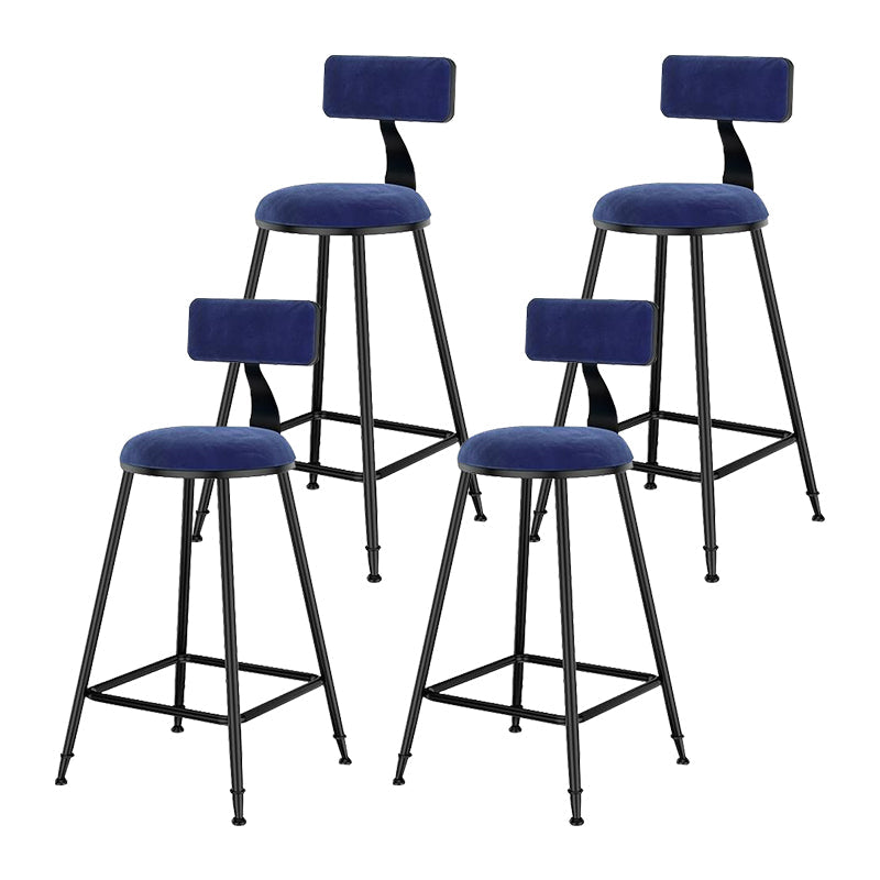 Nordic Style Velvet Barstool Indoor Black Iron 4 Legs Bar Stool for Coffee Shop Blue 4 Piece Set Clearhalo 'Bar Furniture' 'Bar Stools' 'bar_stools' 'furn' 'furn_bar_stools' 'Furniture' 'furniture_bar_stools' 'Kitchen & Dining Furniture' 4730269