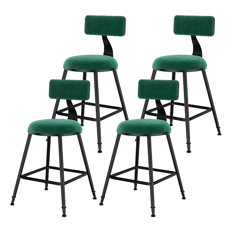 Nordic Style Velvet Barstool Indoor Black Iron 4 Legs Bar Stool for Coffee Shop Green 4 Piece Set Short Stool(18"H) Clearhalo 'Bar Furniture' 'Bar Stools' 'bar_stools' 'furn' 'furn_bar_stools' 'Furniture' 'furniture_bar_stools' 'Kitchen & Dining Furniture' 4730270