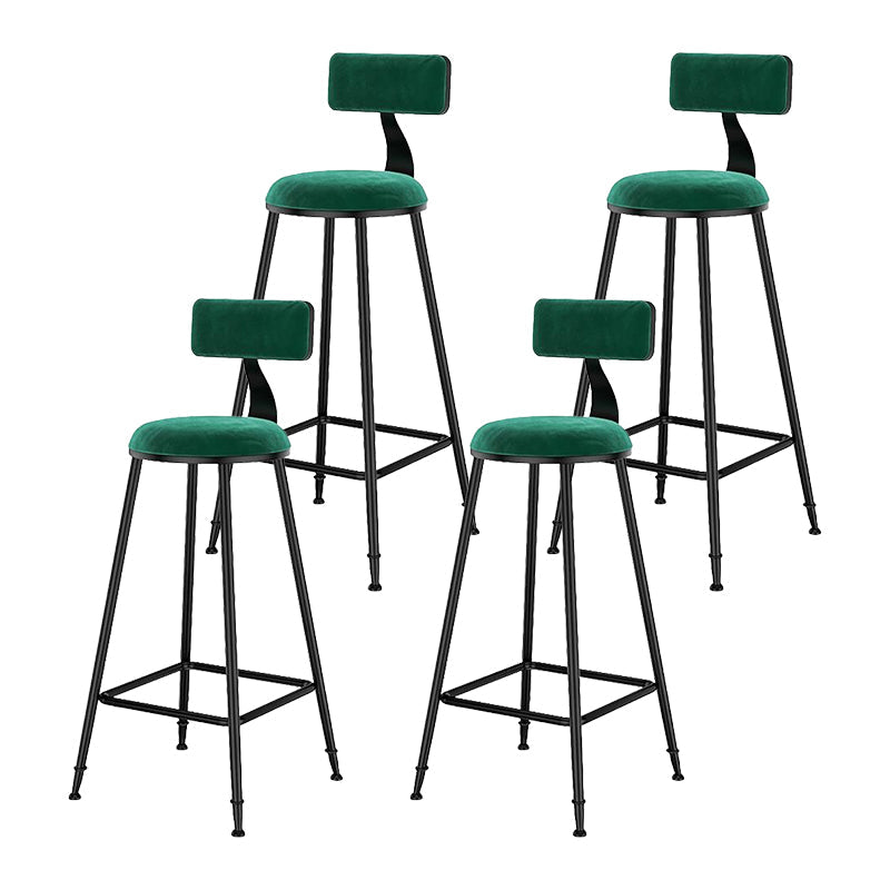 Nordic Style Velvet Barstool Indoor Black Iron 4 Legs Bar Stool for Coffee Shop Green 4 Piece Set Bar Stool(30"H) Clearhalo 'Bar Furniture' 'Bar Stools' 'bar_stools' 'furn' 'furn_bar_stools' 'Furniture' 'furniture_bar_stools' 'Kitchen & Dining Furniture' 4730271