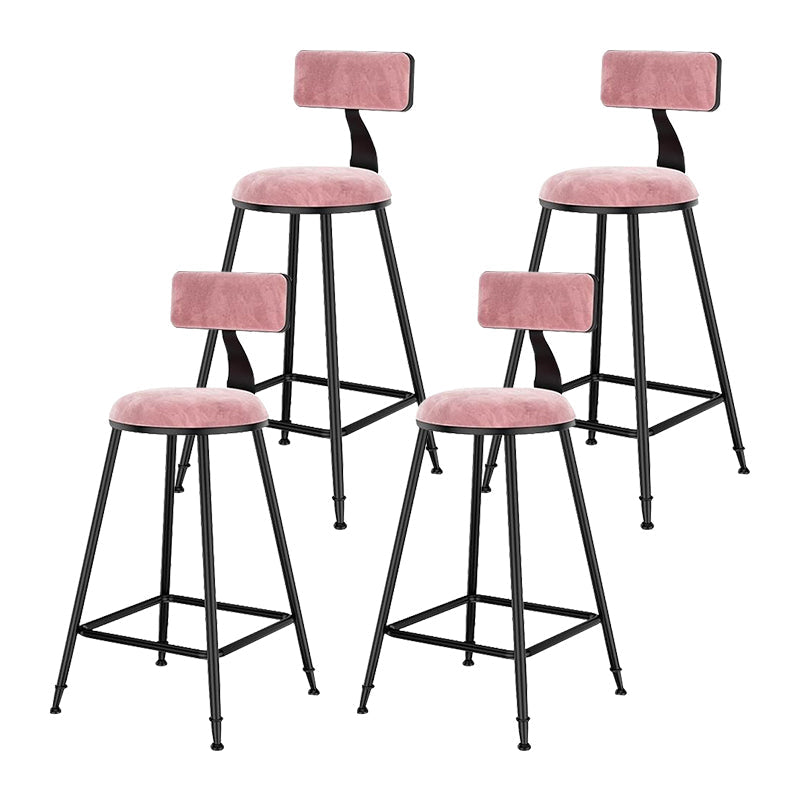 Nordic Style Velvet Barstool Indoor Black Iron 4 Legs Bar Stool for Coffee Shop Pink 4 Piece Set Counter Stool(26"H) Clearhalo 'Bar Furniture' 'Bar Stools' 'bar_stools' 'furn' 'furn_bar_stools' 'Furniture' 'furniture_bar_stools' 'Kitchen & Dining Furniture' 4730272