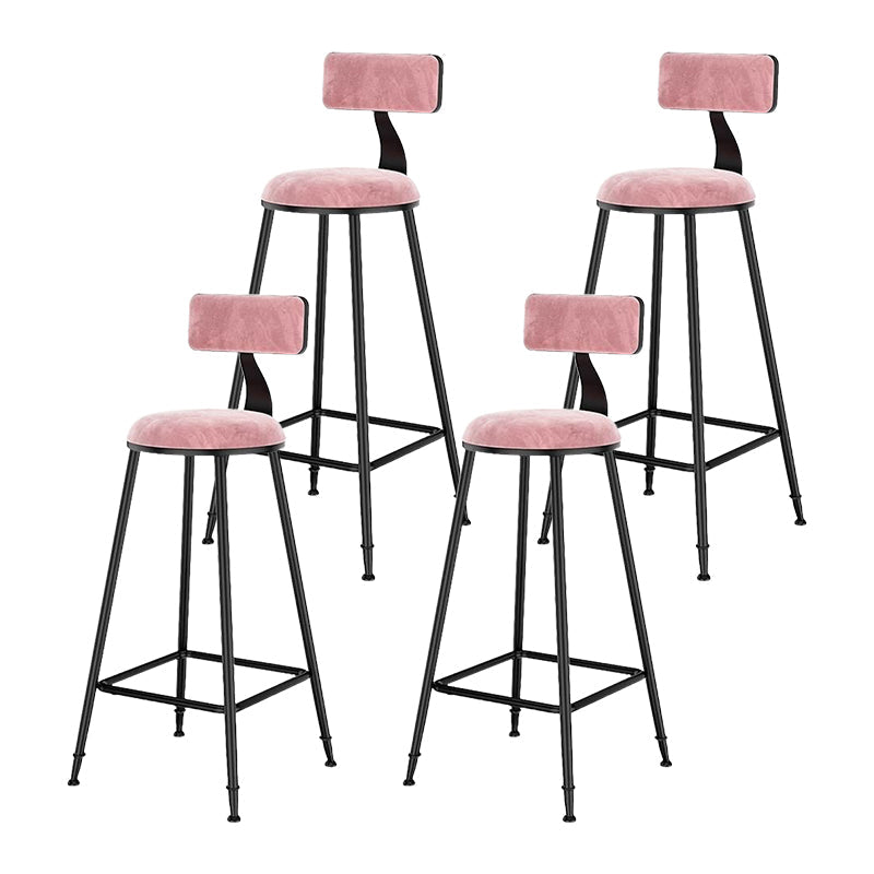 Nordic Style Velvet Barstool Indoor Black Iron 4 Legs Bar Stool for Coffee Shop Pink 4 Piece Set Bar Stool(30"H) Clearhalo 'Bar Furniture' 'Bar Stools' 'bar_stools' 'furn' 'furn_bar_stools' 'Furniture' 'furniture_bar_stools' 'Kitchen & Dining Furniture' 4730273