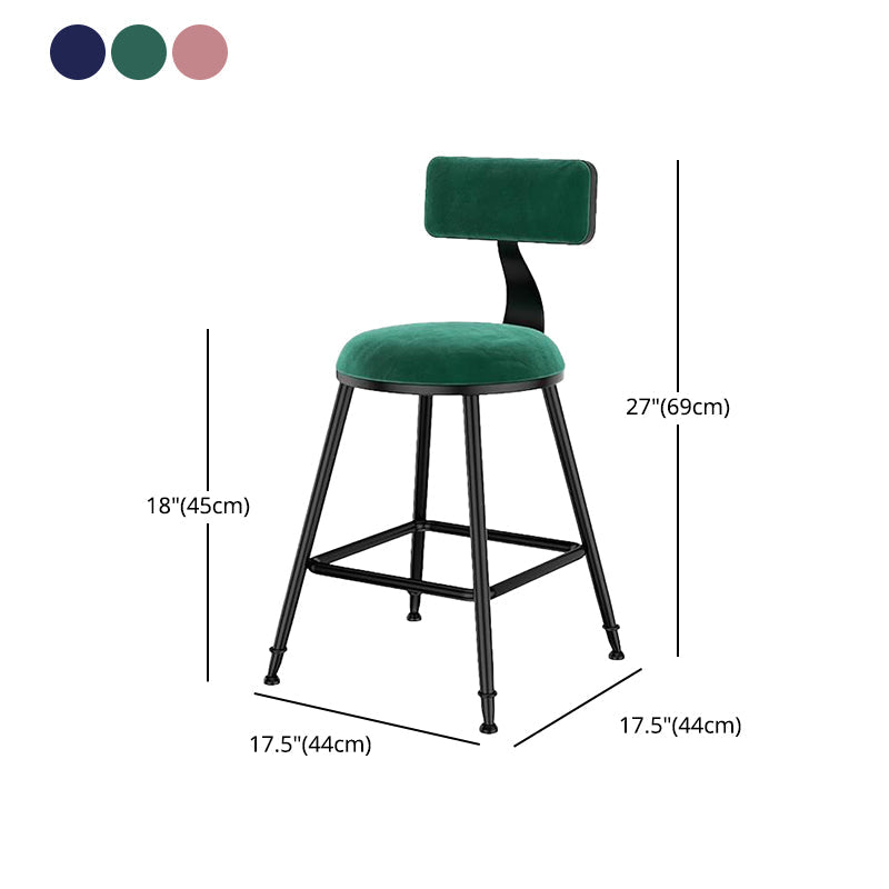 Nordic Style Velvet Barstool Indoor Black Iron 4 Legs Bar Stool for Coffee Shop Clearhalo 'Bar Furniture' 'Bar Stools' 'bar_stools' 'furn' 'furn_bar_stools' 'Furniture' 'furniture_bar_stools' 'Kitchen & Dining Furniture' 4730274