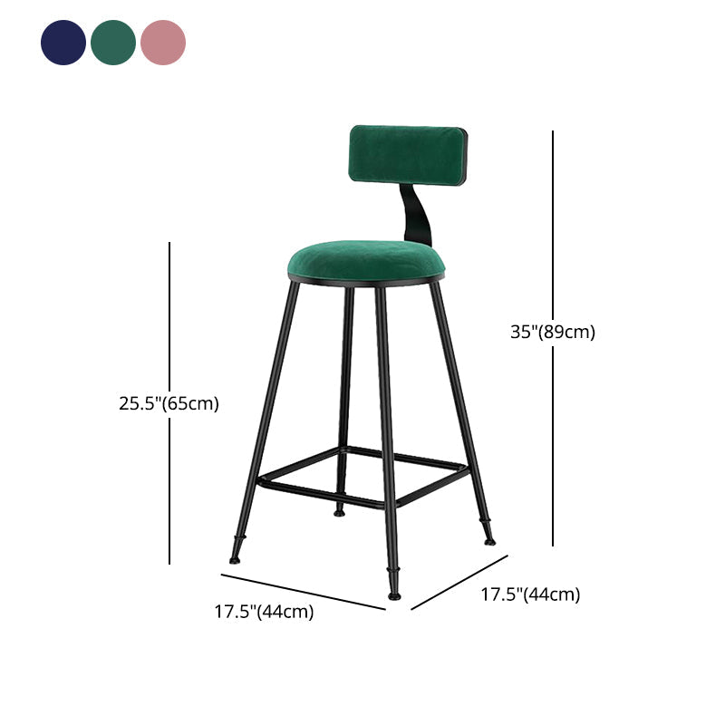 Nordic Style Velvet Barstool Indoor Black Iron 4 Legs Bar Stool for Coffee Shop Clearhalo 'Bar Furniture' 'Bar Stools' 'bar_stools' 'furn' 'furn_bar_stools' 'Furniture' 'furniture_bar_stools' 'Kitchen & Dining Furniture' 4730275
