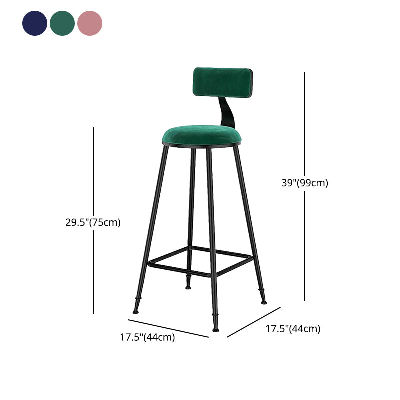 Nordic Style Velvet Barstool Indoor Black Iron 4 Legs Bar Stool for Coffee Shop Clearhalo 'Bar Furniture' 'Bar Stools' 'bar_stools' 'furn' 'furn_bar_stools' 'Furniture' 'furniture_bar_stools' 'Kitchen & Dining Furniture' 4730276