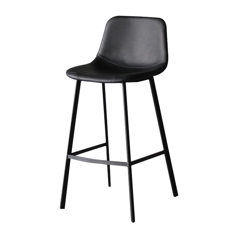 Industrial Leather Iron Counter Stools Low Back Bar Stools with Footrest Black Black 1 Piece Clearhalo 'Bar Furniture' 'Bar Stools' 'bar_stools' 'furn' 'furn_bar_stools' 'Furniture' 'furniture_bar_stools' 'Kitchen & Dining Furniture' 4730278