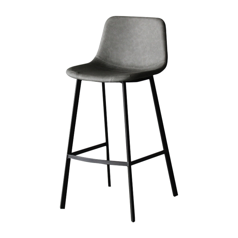 Industrial Leather Iron Counter Stools Low Back Bar Stools with Footrest Grey Black 1 Piece Clearhalo 'Bar Furniture' 'Bar Stools' 'bar_stools' 'furn' 'furn_bar_stools' 'Furniture' 'furniture_bar_stools' 'Kitchen & Dining Furniture' 4730279