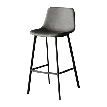 Industrial Leather Iron Counter Stools Low Back Bar Stools with Footrest Grey Black 1 Piece Clearhalo 'Bar Furniture' 'Bar Stools' 'bar_stools' 'furn' 'furn_bar_stools' 'Furniture' 'furniture_bar_stools' 'Kitchen & Dining Furniture' 4730279