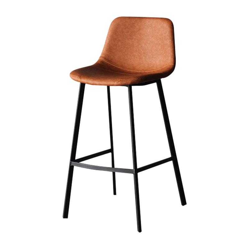Industrial Leather Iron Counter Stools Low Back Bar Stools with Footrest Brown Black 1 Piece Clearhalo 'Bar Furniture' 'Bar Stools' 'bar_stools' 'furn' 'furn_bar_stools' 'Furniture' 'furniture_bar_stools' 'Kitchen & Dining Furniture' 4730281