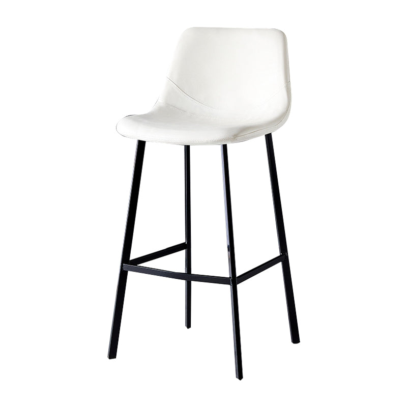 Industrial Leather Iron Counter Stools Low Back Bar Stools with Footrest White Black 1 Piece Clearhalo 'Bar Furniture' 'Bar Stools' 'bar_stools' 'furn' 'furn_bar_stools' 'Furniture' 'furniture_bar_stools' 'Kitchen & Dining Furniture' 4730285