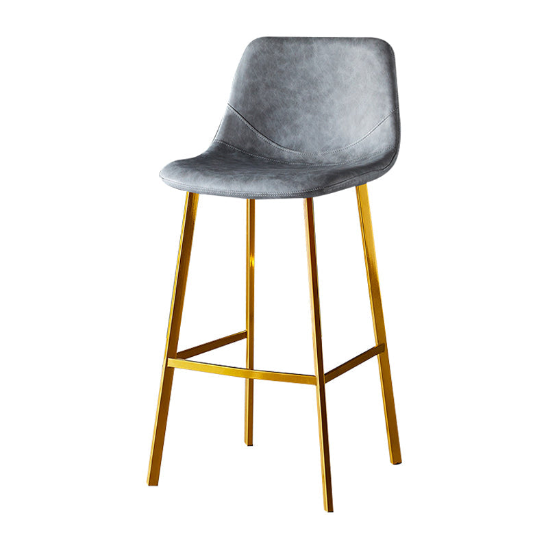Industrial Leather Iron Counter Stools Low Back Bar Stools with Footrest Grey Gold 1 Piece Clearhalo 'Bar Furniture' 'Bar Stools' 'bar_stools' 'furn' 'furn_bar_stools' 'Furniture' 'furniture_bar_stools' 'Kitchen & Dining Furniture' 4730290