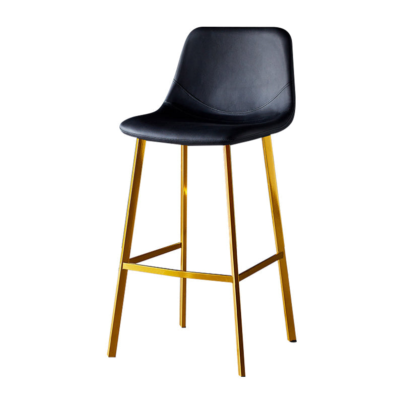 Industrial Leather Iron Counter Stools Low Back Bar Stools with Footrest Black Gold 1 Piece Clearhalo 'Bar Furniture' 'Bar Stools' 'bar_stools' 'furn' 'furn_bar_stools' 'Furniture' 'furniture_bar_stools' 'Kitchen & Dining Furniture' 4730292