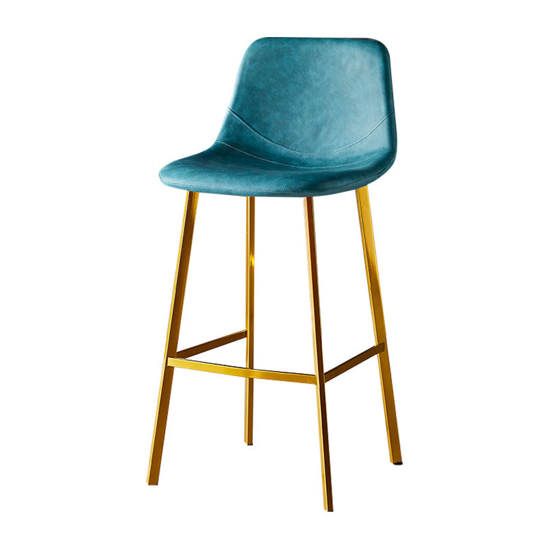 Industrial Leather Iron Counter Stools Low Back Bar Stools with Footrest Green Gold 1 Piece Clearhalo 'Bar Furniture' 'Bar Stools' 'bar_stools' 'furn' 'furn_bar_stools' 'Furniture' 'furniture_bar_stools' 'Kitchen & Dining Furniture' 4730294