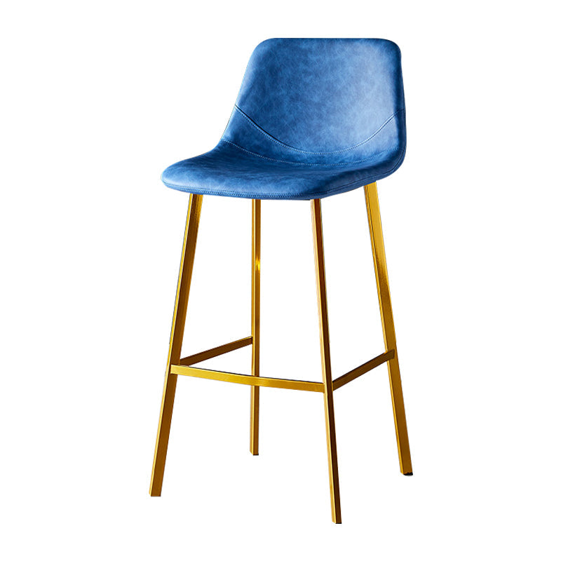 Industrial Leather Iron Counter Stools Low Back Bar Stools with Footrest Blue Gold 1 Piece Clearhalo 'Bar Furniture' 'Bar Stools' 'bar_stools' 'furn' 'furn_bar_stools' 'Furniture' 'furniture_bar_stools' 'Kitchen & Dining Furniture' 4730295