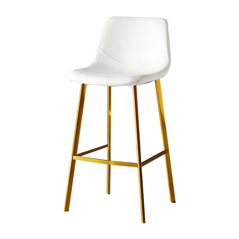 Industrial Leather Iron Counter Stools Low Back Bar Stools with Footrest White Gold 1 Piece Clearhalo 'Bar Furniture' 'Bar Stools' 'bar_stools' 'furn' 'furn_bar_stools' 'Furniture' 'furniture_bar_stools' 'Kitchen & Dining Furniture' 4730297