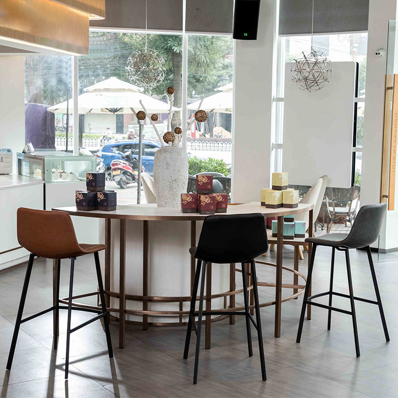 Industrial Leather Iron Counter Stools Low Back Bar Stools with Footrest Clearhalo 'Bar Furniture' 'Bar Stools' 'bar_stools' 'furn' 'furn_bar_stools' 'Furniture' 'furniture_bar_stools' 'Kitchen & Dining Furniture' 4730298