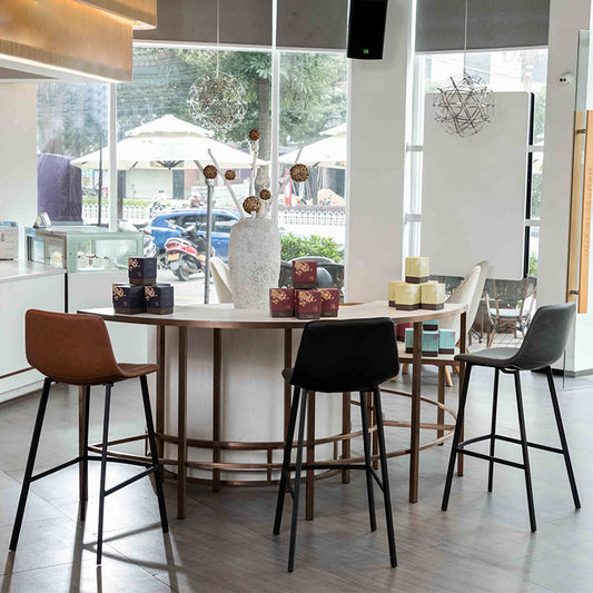 Industrial Leather Iron Counter Stools Low Back Bar Stools with Footrest Clearhalo 'Bar Furniture' 'Bar Stools' 'bar_stools' 'furn' 'furn_bar_stools' 'Furniture' 'furniture_bar_stools' 'Kitchen & Dining Furniture' 4730298