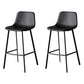 Industrial Leather Iron Counter Stools Low Back Bar Stools with Footrest Black Black 2 Piece Set Clearhalo 'Bar Furniture' 'Bar Stools' 'bar_stools' 'furn' 'furn_bar_stools' 'Furniture' 'furniture_bar_stools' 'Kitchen & Dining Furniture' 4730301